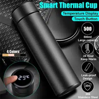 Digital Temperature Led Water Bottle Black | Twinkle Glow