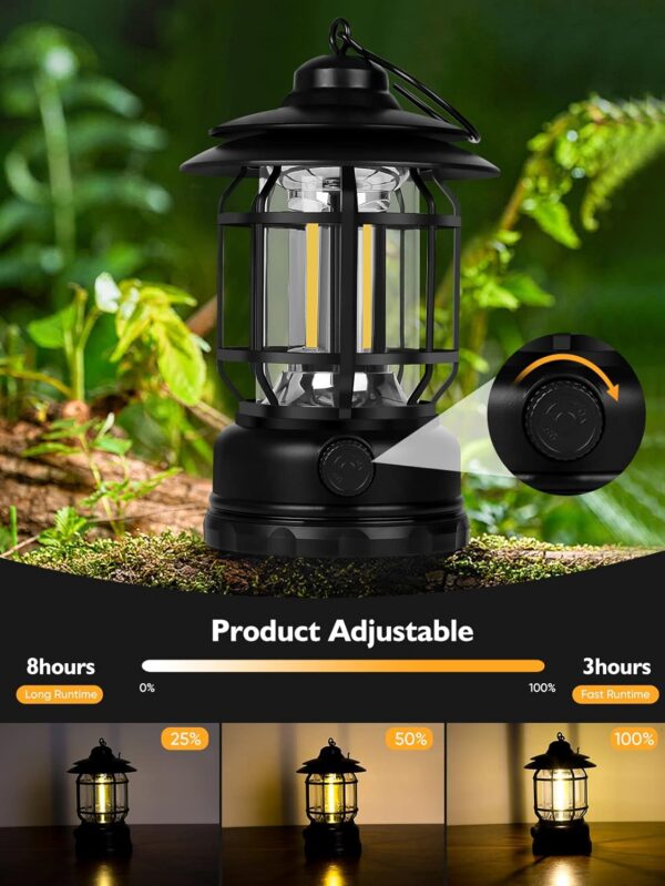 Dimmable Vintage USB Rechargeable LED Harican Camping Lamp (Type C) - Image 2