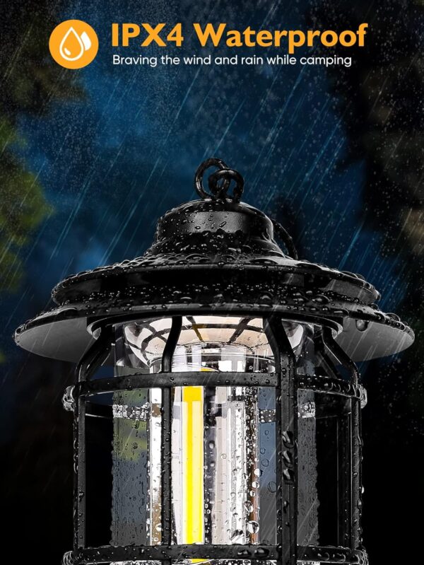 Dimmable Vintage USB Rechargeable LED Harican Camping Lamp (Type C) - Image 4