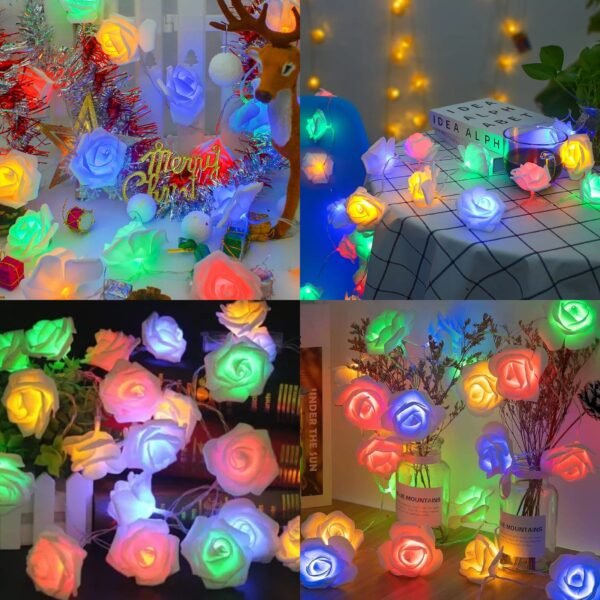 LED Rose String Fairy Lights - 80 Pcs Multi Color Rose