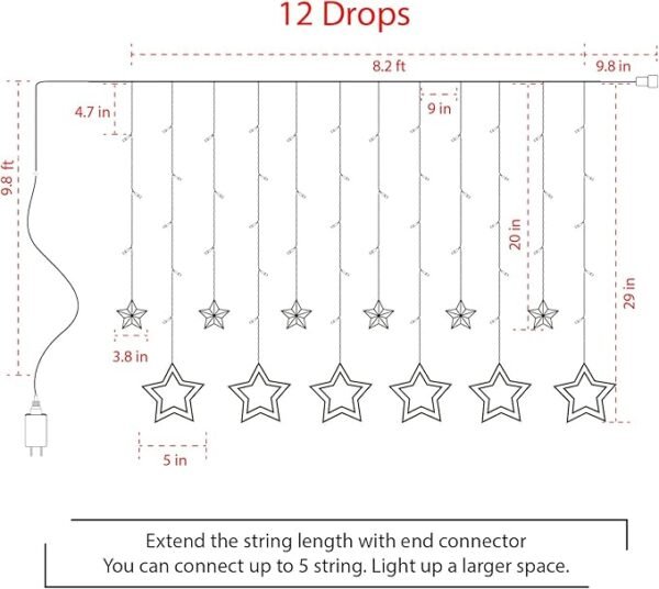 Big Star Curtain Fairy Lights - Golden - Image 6