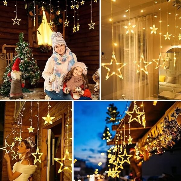Big Star Curtain Fairy Lights - Golden - Image 3