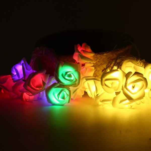LED Rose String Fairy Lights - 80 Pcs Multi Color Rose - Image 2