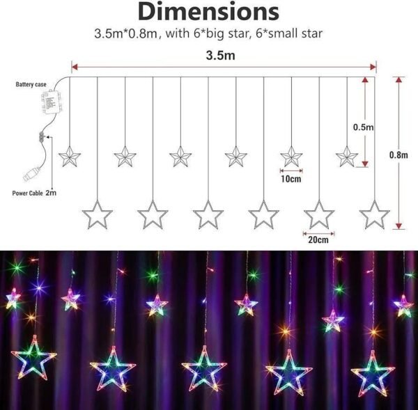 Big Star Curtain Fairy Lights - Multi Color - Image 3
