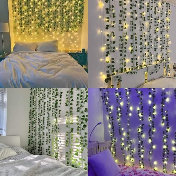 Green Leaf Curtain String Light